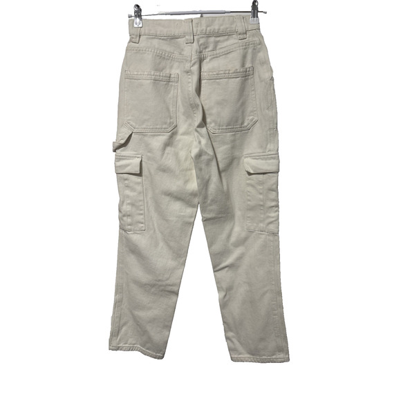 Pacsun Cargo Jeans Womens 25 High Rise Wide Leg Bone White Utility Denim Pants - Picture 3 of 8